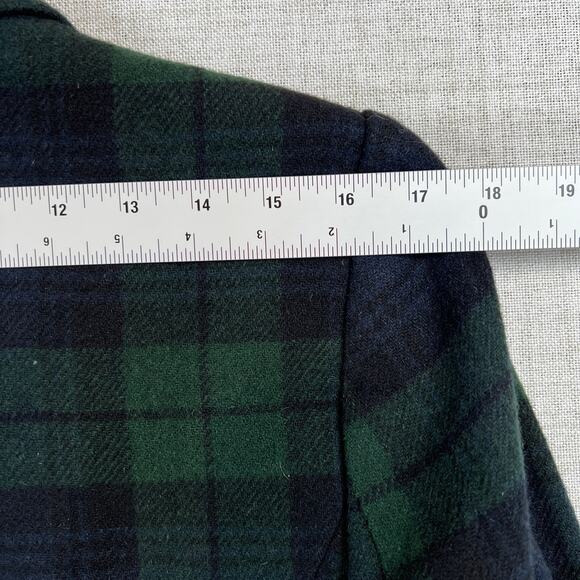 Liz Claiborne Black Watch Plaid Wool Blazer Jacket Womens M Blue Green 2 Button - Picture 8 of 10